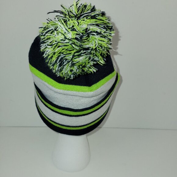 Seattle Seahawk Knit Pom Beanie Hat One Size - Picture 3 of 7